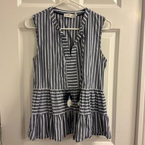 Vineyard Vines Blue and White Striped Peplum Tank Top
